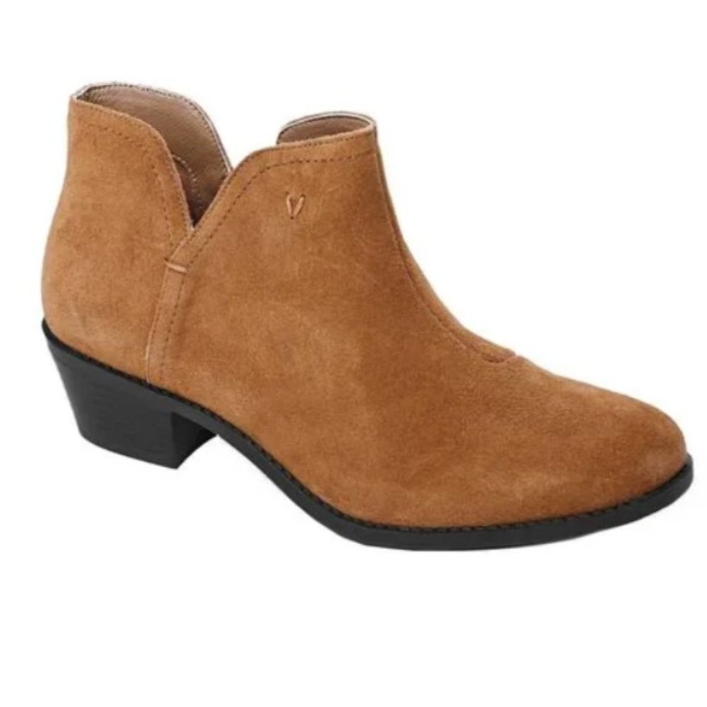 NWT VIONIC Felicity Liv Suede Ankle Booties - Brown Toffee Leather